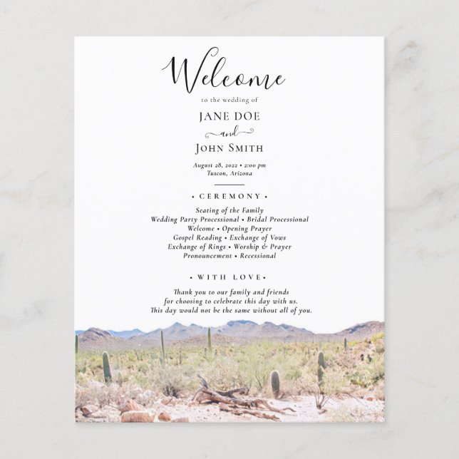 Arizona Desert Wedding Program Flyer (Frente)