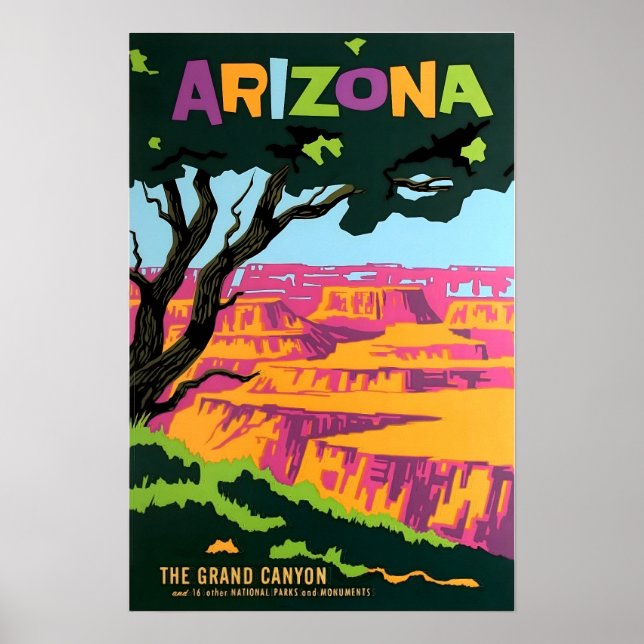 Arizona Print Grand Canyon Art Travel Poster (Frente)