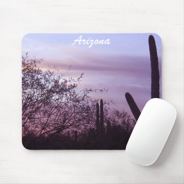 Arizona Roxo Sunset & Saguaros Mousepad (Com mouse)