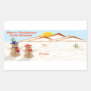 Arizona Tumbleweed Snowman Etiqueta de Natal