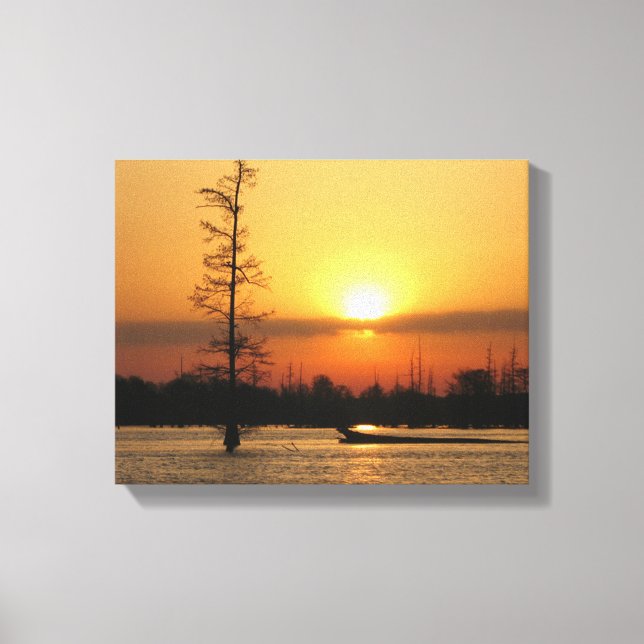 Arkansas Sunrise em Millwood Lake Canvas Print (Frente)