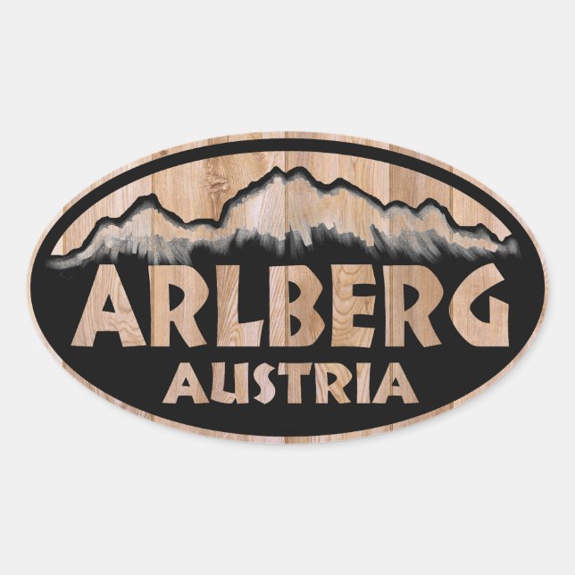 Arlberg Áustria: Sinal de madeira adesivos ovais (Frente)