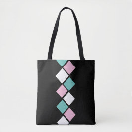 Arlequin Tote Bag (Preto, Aqua e Rosa)