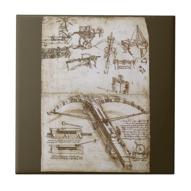 Arma de besta gigante esboço de Leonardo da Vinci (Frente)