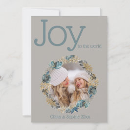 Armadura de Foto Moderna com Folhagem Dourada Azul