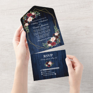 Armamento Russo Floral Borgonha Azul Madeira Geo F