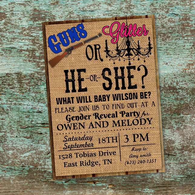 Armas ou Sexo com Largura Revelar Convite (Criador carregado)