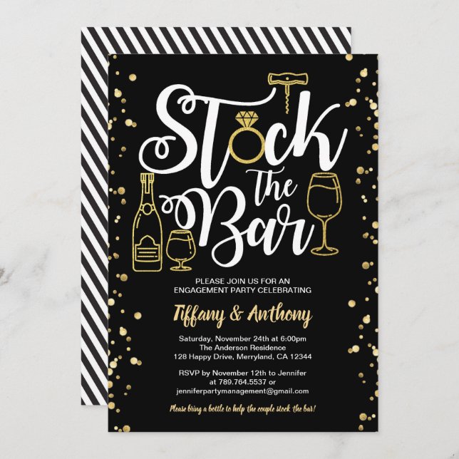 Armazene o ouro da festa de noivado do convite do (Frente/Verso)