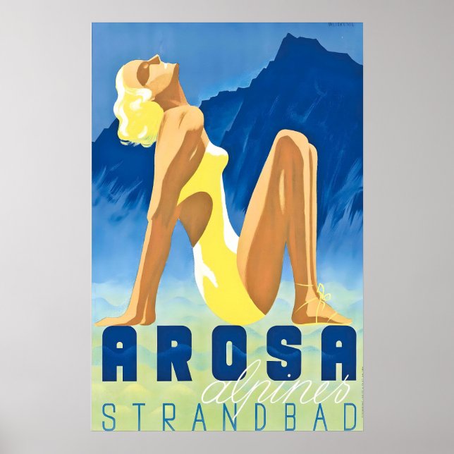 Arosa Graubünden Switzerland Vintage Travel Poster (Frente)