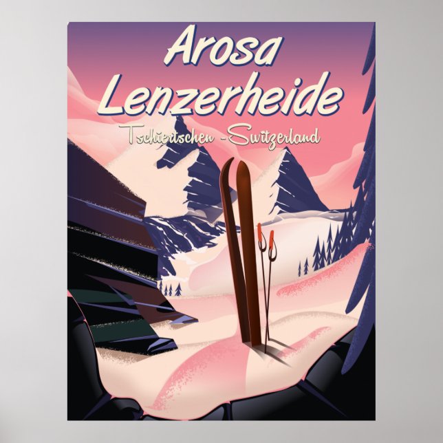 Arosa Lenzerheide, poster de esqui Suiça. (Frente)