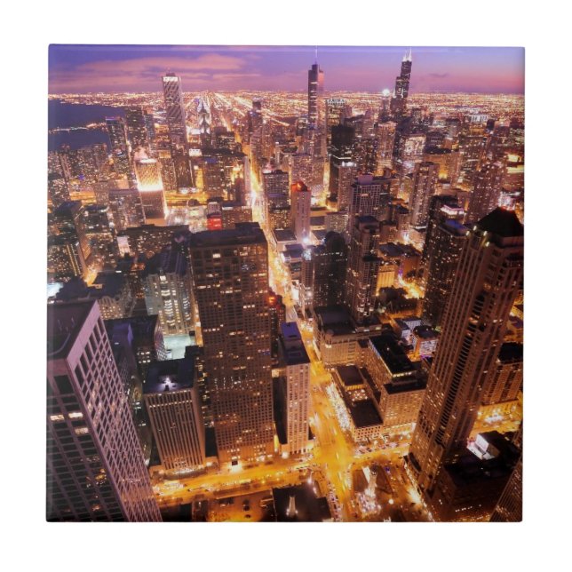 Arquitectura da cidade na noite de Chicago (Frente)