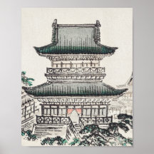 Arquitetura japonesa por Kōno Bairei Poster
