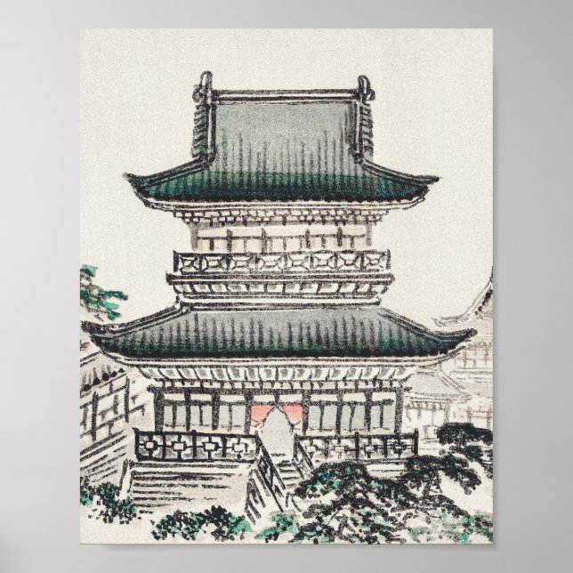 Arquitetura japonesa por Kōno Bairei Poster (Frente)