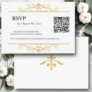 Arquivo Dourado Elegante em branco, RSVP Código QR