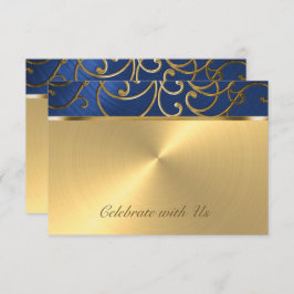 Arquivo Elegante azul e Dourado da placa RSVP
