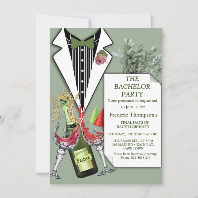 Arranjo de Botão de Tuxedo do Rei Protea para Fest (Frente)