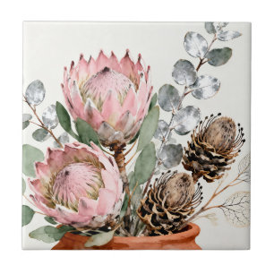 Arranjo de Protea Eucalipto em Aquarela