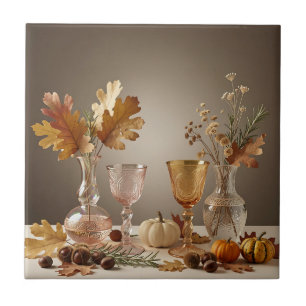 Arranjo de vaso de vidro elegante de outono ainda