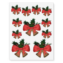 arranjo dourado dos sinos do xmas com fita