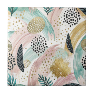 Arrepio Botânico Artístico e Abstrato Dourado