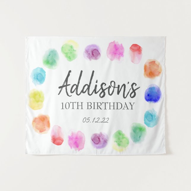 Art Birthday Bem-Vindo, Paint Birthday Tapeçaria (Frente (Horizontal))