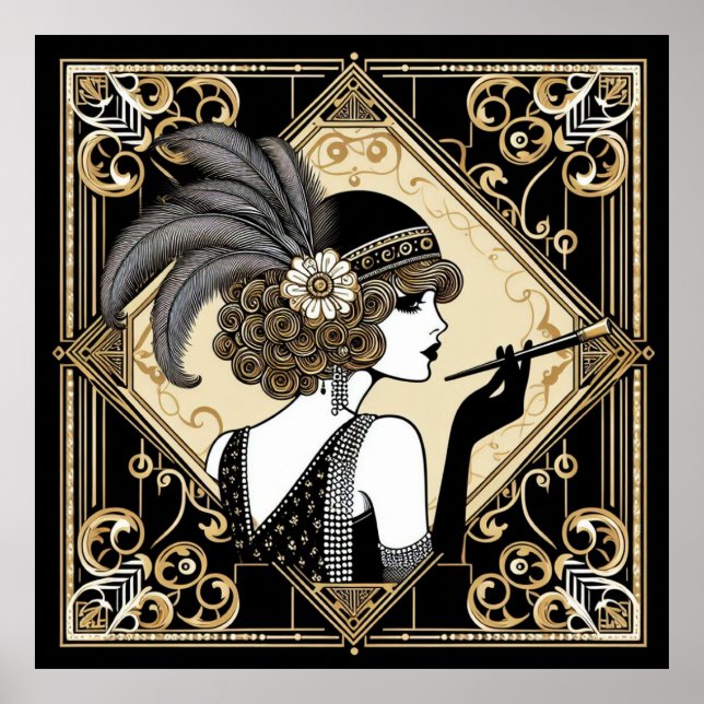 Art Deco 20.o Flapper n.o 2 Poster (Frente)