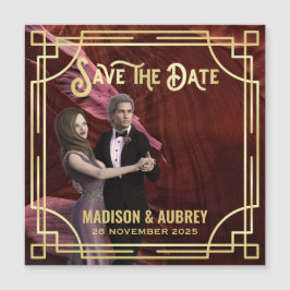 Art Deco Add Your Photo Elegant Dourado Save the D