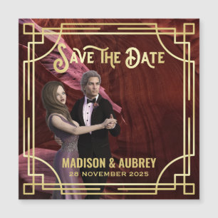 Art Deco Add Your Photo Elegant Dourado Save the D