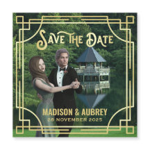 Art Deco Add Your Photo Elegant Dourado Save the D