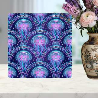 Art Deco Água-viva Roxo Rosa Azul Geométrico