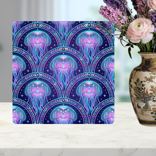 Art Déco Água-viva Roxo Rosa Verde-água Geométrico (Criador carregado)