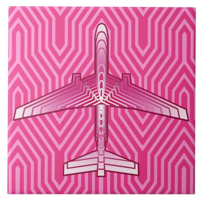 Art Deco Avião, Fuchsia e Pastel Rosa (Frente)