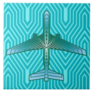 Art Deco Avião, Turquesa, Teal e Aqua
