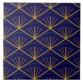Art Déco Azul Dourado Geométrico