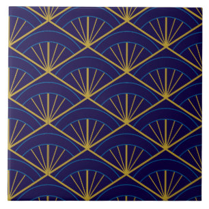 Art Déco Azul Dourado Geométrico