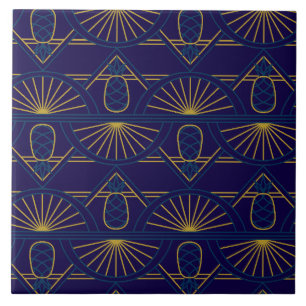 Art Déco Azul Dourado Geométrico