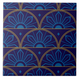 Art Déco Azul Dourado Geométrico