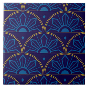 Art Déco Azul Dourado Geométrico