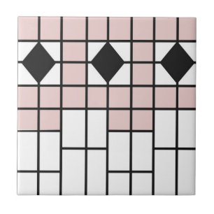 Art Deco Azulejo cerâmico Blush Pink Geo Impress
