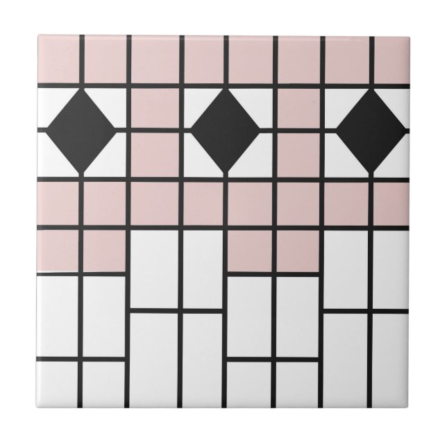 Art Deco Azulejo cerâmico Blush Pink Geo Impressão (Frente)