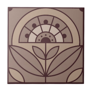 Art Deco Azulejo Floral (gelo da amêndoa)