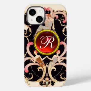 ART DECO BEAUON FASHION RED RUBY GEMSTONE MONOGRAM