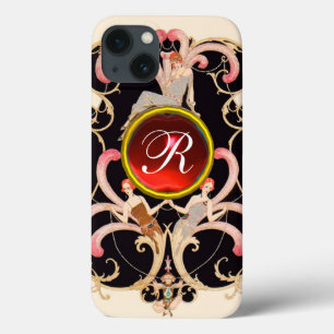 ART DECO BEAUON FASHION RED RUBY GEMSTONE MONOGRAM