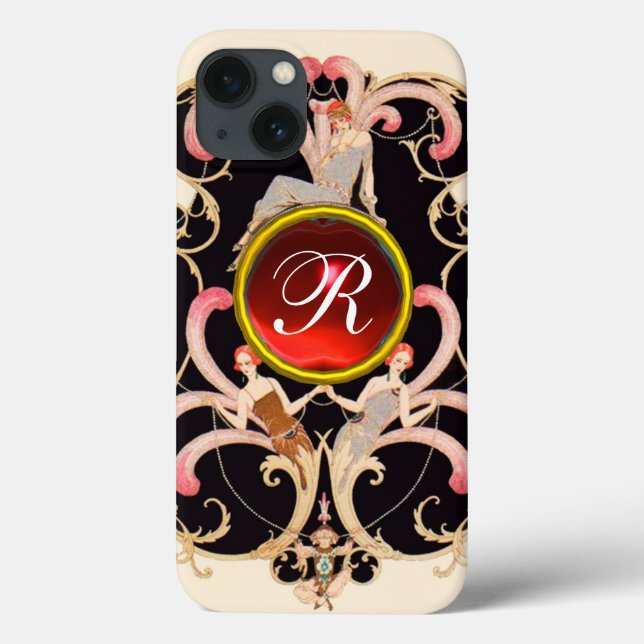 ART DECO BEAUON FASHION RED RUBY GEMSTONE MONOGRAM (Verso)