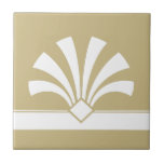 Art Deco Beige White Flower Elemento 06<br><div class="desc">Elemento de flor geométrico em forma de deco de arte branca elegante,  ornamento num azulejo cerâmico decorativo de fundo bege. Design chic elegante,  perfeito para um interior moderno ou de arte deco retro estilo vintage.</div>