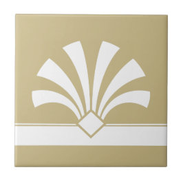 Art Deco Beige White Flower Elemento 06