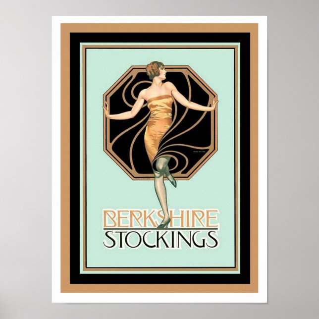 Art Deco Berkshire Stockings Ad Poster 12 x 16 (Frente)