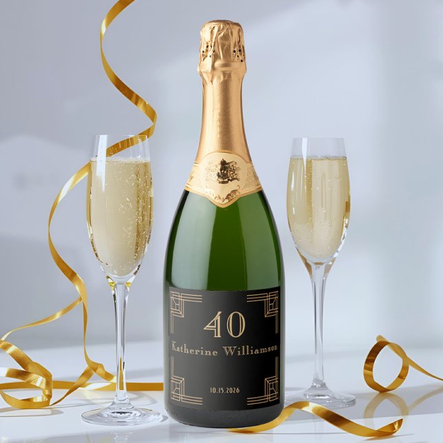 Art Deco Birthday Black Gold Roaring 20's (Criador carregado)