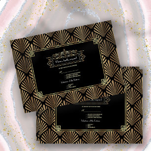 Art Deco Black 1920 Wedding RSVP