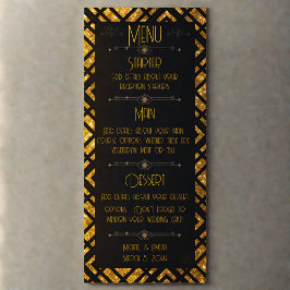 Art Deco Black and Dourado Wedding Menu